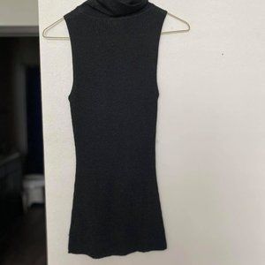 Black Sleeveless Turtleneck Blouse